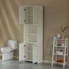 Basicwise Modern White Standing Bathroom Tall Linen Tower Storage Cabinet, Wide QI004475L.WT